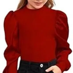 Cute Comfy Girls Tops & Tunics Maroon 8-9 Years-picture-46