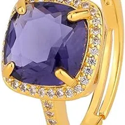 lishanti Elegant Deep Purple Cushion-Cut Gemstone Ring with Diamond Halo on Gold Band, for Luxury Everyday Jewelry-picture-16