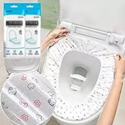 Sweet seven 20 Pcs Travel Disposable Toilet Seat Covers - Portable Waterproof Cushions for Airplanes, Public Restrooms, Hotels - Cute Non-Woven Printing image 1