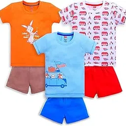 luvlap Baby Boys Regular Fit 100% Cotton Half Sleeves Boys T-Shirts and & Shorts Sets Pack of 3-picture-36