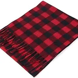 Men's and Women's Red Check Fleece Muffler Cum Scarf (Red Check, Free Size)-image-57