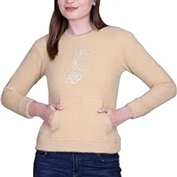 pyro spirit Women’s Floral Embroidered Soft Knit Full Sleeve Pullover with Front Pocket for Winter Wear-picture-31