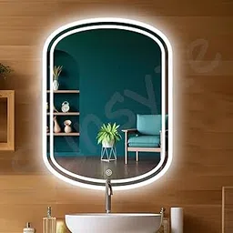 Sunsyze Capsule 18x24 inch LED Mirror for Bathroom Wall | Brightness Adjustable | Touch Sensor Rectangular Mirror with Light (Warm, White & Natural) Mirror Light Option-image-4