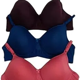 skdreams Multicolor Polyester Seamless Padded Non-Wired Full Coverage Women Pack of 3 Everyday Bra Combo-picture-30