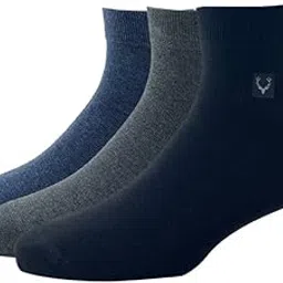 allen solly Men'S Cotton Quarter Length Socks (Pack Of 3) - Black, Denim Grey Melange, Anthra Melange-picture-17