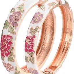 ujoy Enamel Gold Plated and Cubic Zirconia Bangles for Women & Girls (Set of 2)-picture-14
