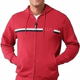 u.s. polo assn. Men's Red Striped Hooded Neck Long Sleeve Casual Cotton Regular Fit Sweatshirt-picture-44