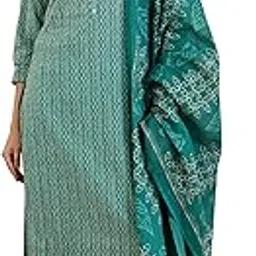 indo era Women's Printed Pure Cotton Calf Length Straight Kurta Pant With Dupatta Set (Shtur7916)-picture-13