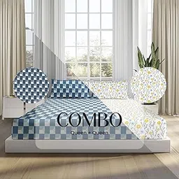 Sleepsia Lounge 100% Cotton | Ditsy Floral Print Premium Queen Size Bedsheet for Double Bed – Soft & Breathable,180 TC Bed Sheet for Bedroom Combo, (Window Maze + Disty Floral)-picture-39