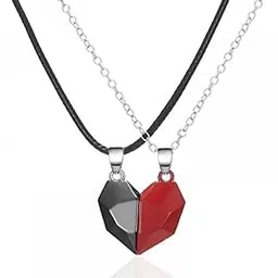 el regalo 2 Pcs Heart Couples Magnetic Necklace for Couples/Besties/Friends - Matching Pendant Friendship Distance Magnetic Love Heart Jewelry-picture-14