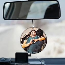 generic Personalized Photo & Message Printed Car Rear Mirror Hanging Plaque | Material Acrylic With UV Coating | Shape Circle Size 3X3 Inch, Pack Of 1-picture-18