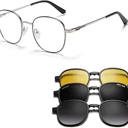 grey jack Clip On Sunglasses 3PCS Magnetic Eyeglasses for Myopic Men Women UV Protection with Anti Blue Lens 8160-picture-51