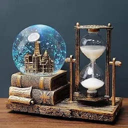 Gopinathji Music Crystal Snow Globe with Hourglass Timer, Vintage LED Crystal Ball Hourglass Timer, Home Decoration for Living Room, Bedroom, Book Shelf, Desktop Decor (Vintage Hourglass), 20 cm, 5 cm-image-80