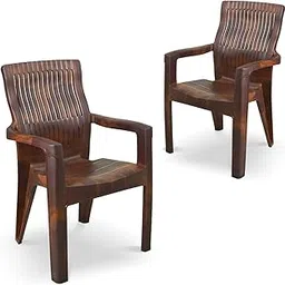 MAHARAJA Plastic Chair | Plastic Chair for Home, Living Room with Arm Rest (Pre-Assembled). (Teakwood, Pack of 2)-image-74