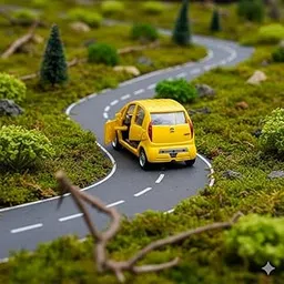 Nano Die-Cast Model Car, Yellow Pull Back Action Vehicle, Toy Car with Opening Doors, Collectible Miniature-image-3