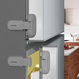 R for Rabbit Protector Plus Fridge Locker for Kids | (1 Unit) Child Safety Refrigerator Door Latch Protector EN71 Certified | Strong 3M Adhesive | Simple Lock- Unlock Mechanism Fridge Protective Lock for Kids - Grey-picture-24