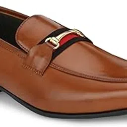 san frissco Men's Formal Loafers Leatherette Trending Shoes with Buckle,Semi Casual Cushioned Footbed Formal Moccasin for Office, Party Slip-On Loafers,Elegant, Lightweight & Comfortable-picture-47