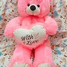 Niku Skin Friendly Soft 3 Feet Teddy Bear with Heart for Kids, Cute Soft Giant Teddy Bear for Valentine Gift/Girlfriends/Wife/Kids/Husband - (Pink Colour, 90 cm)-picture-24