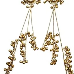 sajobhi Kashmiri Multicolor Stone Long Dangle Earrings for Women | Chain Tassel Earrings with Ghungroo Beads-picture-18