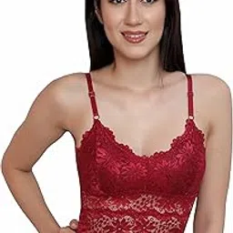 glamoras Women's Floral Lace Camisole Crop Top Wire Free Seamless Spaghetti Straps Lightweight Inner Wear for Girls Free Size-picture-48