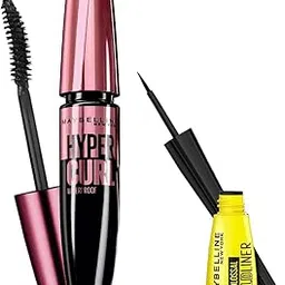 Maybelline New York Hypercurl Mascara Waterproof, Black, 9.2ml And Maybelline New York Colossal Bold Eyeliner, Black, 3g-image-15
