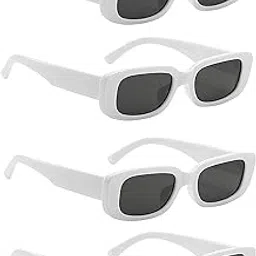 pc star | Full Rim Square Branded Latest and Stylish Sunglasses | 100% UV Protected | Men & Women | Medium | White Frame/Black Lens - Pack of 4-picture-33