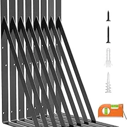 Heavy Duty 18 Inch Shelf Brackets Metal L-Shaped Wall Mount Supports with Screws and Anchors Industrial Style Storage Solution for Living Room (Pack of 8)-picture-23
