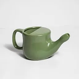 QIMACPLUS Leak-Proof Durable Ceramic Jal Neti Pot lota | Non-Metallic, Lead-Free, Microwave & Dishwasher Safe with Comfortable Grip | 1 PCS (olive green)-picture-28