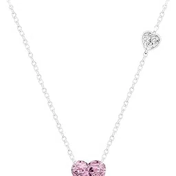 minutiae Love Heart Shape With Pink & White Diam Pendant Necklace for Girls And Women with Extendable Chain-picture-18