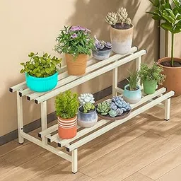 Mighty Home 2-Tier Metal Plant Stand – Elegant & Sturdy Iron Rack for Home, Balcony & Garden | Space-Saving, Durable & Ideal for Indoor & Outdoor Décor (White)-image-51