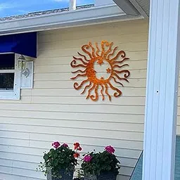CALANDIS™ Sun and Moon Decor Metal Outdoor Wall Art Plaque Sculpture Home Decor Yellow | Home Dacor-image-9