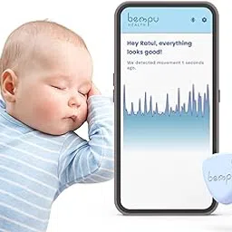 Bempu Bellybutton Smart Breathing Baby Monitor for Safer Sleep with Gentle Vibration, App Notifications, Easy to Clip, Portable, Medical-Grade Materials & Non-Bulky Design (Blue)-picture-26