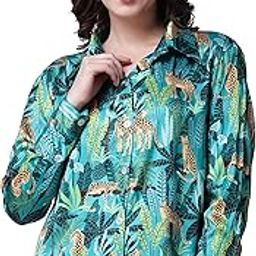 popwings Printed Full-Sleeves Regular-Fit Satin Printed Shirt for Women Stylish Western Casual Wear-picture-2