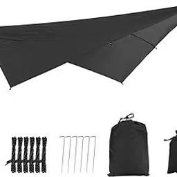 JAZZY PEARLS® Waterproof Rain Fly Tent Tarp Hck Tarpaulin Ropes Black-Sporting Goods-Outdoor Sports-Camping & Hiking-Tents & Canopies-Tents-image-54