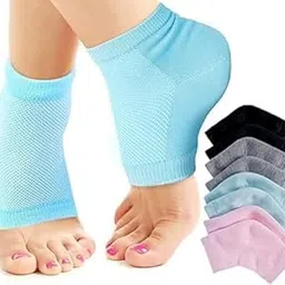 FUSION MART Silicone Ankle Gel Socks Half Heel for Dry Hard Cracked Heel Repair Pad, Swelling & Pain Relief, Cushion Support, Foot Care, Ankle Protection, Plantar Fasciitis for Men and Women ( 1 Pair, MULTI COLOR)-picture-31