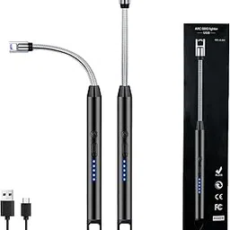2 PCS Candle Lighter, Electric Arc Windproof Flameless With 360° Flexible Neck & LED Power Display, USB Rechargeable for BBQ, Grill, Camping, Fireplace, Stove-image-39