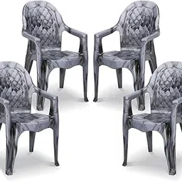 MAHARAJA Plastic Chairs for Home & Office| Comfortable | Arm Rest | Bearing Capacity up to 200 Kg Outdoor Chair (Silver, Pack of 4)-picture-17