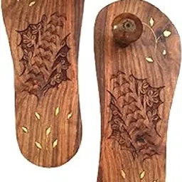 numeroastro Beautifully Handcrafted Wooden Charan Paduka | Wooden Khadau | Wooden Slipper for Wearing (10.5 Inches Approx) (1 Set)-picture-11