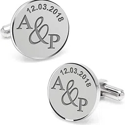 lecalla 925 Sterling Silver Personalized Customized Engraved Initial or Name Designer Cufflinks for Men, Boys, Fathers and Grand Father-picture-52