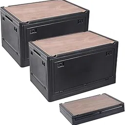 Folding Storage Box, 6.6 gal (25 L), Outdoor Table with Lid, Stackable, Can Be Accessed From All Directions, Clothes, Comforters, Toys, Accessories, Large Storage, Plastic, With Casters, Easy-picture-46