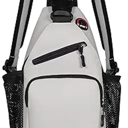 Crossbody Sling Bag for Men & Women Backpack with Earphone Hole Multipurpose Shoulder Bag Daypack for Travel Hiking, White-picture-16