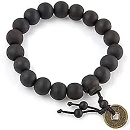 Wooden Beads Handmade Bracelet Lucky Coin for Men & Women(Black) Pack of 1-picture-12