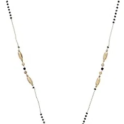 Stylish Gold-Plated Mangalsutra Necklace with AD Stone Studded Modern Pendant, Ethnic Traditional Black Beaded Contemporary Fashion Tanmani Chain Jewellery Gift for Women and Brides-52-image-52