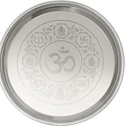 DiBha Stinless Steel puja Thali Home, Kitchen, Pooja, Puja, Office, Weddings, Diwali Gift and Festival, 30 cm-picture-26