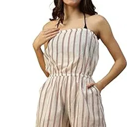oxolloxo Women Printed Elasticated Off -Shoulder Beachwear Cotton Playsuit with Side Pockets-picture-43