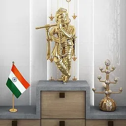 Single Stand Khadi Tiranga/Tricolour Flag For Office | Luv My India 6x4 Inches Indian National Flag With Metal Stand-image-21