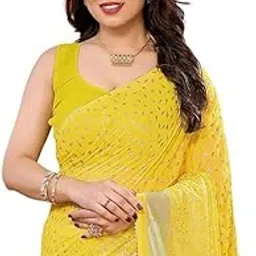 saretra mall SAREEZAA Women's Georgette Foil Printed Saree with Unstitched Blouse Piece-picture-32