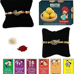 BOGATCHI rakhi for brother with sweets, rakhi for brother combo with sweets, rakhi with sweet combo, sweets for rakhi, rakhi sweets -Besan Ladoo + Rakhi Set of 2 +Roli Chawal+ Rakhi Card |RKH21d-71-picture-30