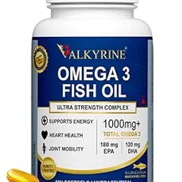 Valkyrine Omega 3 Fish Oil Capsules 1000mg for Men & Women - 60 Softgel Capsule-picture-26