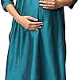 the mom store Maternity Nursing and Feeding Kurta Set | Nursing Zippers | Pre and Post Pregnancy | Raw Silk | Kurta Pant Set | Solid |-picture-19